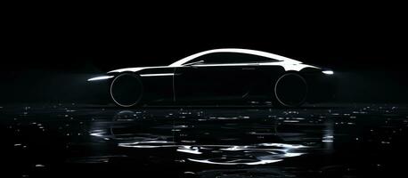 ai generiert ein futuristisch Auto Silhouette im das dunkel foto