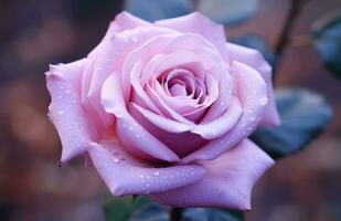 ai generiert ein Rosa Rose mit lila Blütenblätter foto