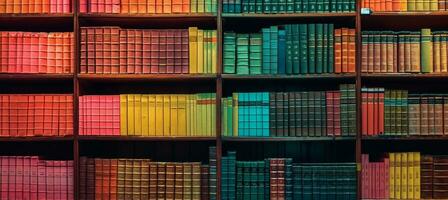 ai generiert Bücher auf Regale Bibliothek foto