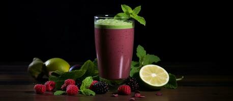 ai generiert das Brombeere Smoothie mit Minze foto