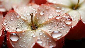 ai generiert Frische und Schönheit im Natur nass Blatt, Tau tropfen, Blume generiert durch ai foto