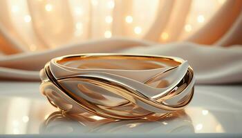ai generiert glänzend Gold Ring symbolisiert Liebe und Eleganz im Hochzeit Feier generiert durch ai foto