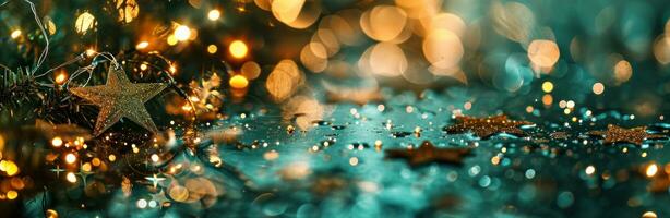 ai generiert Weihnachten Star mit Sterne auf Bokeh Licht foto