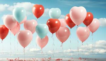 ai generiert fliegend Ballon bringt Freude und Feier zu draussen Party generiert durch ai foto