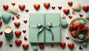 ai generiert romantisch Herz geformt Geschenk Box symbolisiert Liebe und Feier generiert durch ai foto