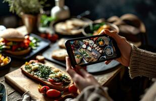 ai generiert nehmen Essen Fotos mit äh Smartphones