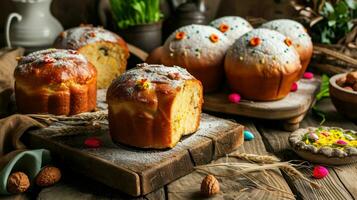 ai generiert kulich und Paska Ostern Brot foto