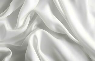 ai generiert Weiß Seide Textur luxuriös Satin- zum abstrakt Hintergrund. schön Weiß Stoff foto