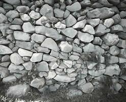 ai generiert grau Hintergrund, im das Foto ein alt Stein Mauer gemacht von groß Steine