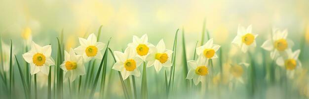 ai generiert Narzisse Blumen Frühling Hintergrund foto