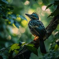 ai generiert fotografieren von ein schön bunt Vogel im das Amazonas Regenwald im Brasilien foto