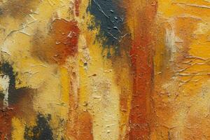 ai generiert Nahansicht von pastos Gemälde abstrakt Rau Herbst Farben Kunst Gemälde Textur Hintergrund. Profi Foto