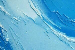 ai generiert Nahansicht von pastos Gemälde abstrakt Rau von ein Blau Kunst Gemälde Textur Hintergrund. Profi Foto