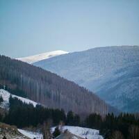 Winter Berge Landschaft gefroren Gipfel Gletscher foto