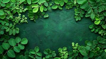 ai generiert frisch Moringa Blätter auf Grün Hintergrund foto