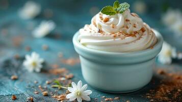 ai generiert griechisch Joghurt wie Essen im Restaurant foto