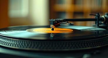 ai generiert Jahrgang Vinyl Klang von Vinyl Aufzeichnung foto