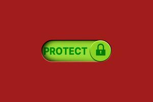 3d Illustration von Grün Taste zu Schalter auf Digital Schutz. Internet-Sicherheit und Privatsphäre schützen Daten. Stift Code. Cyber Hacker Gefahr. foto