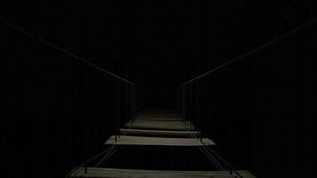 dunkel Hintergrund mit ein unheimlich leeren Treppe. Design. ein lang, ohne Ende Treppe im Animation Das bewegt sich schnell nach vorne. foto