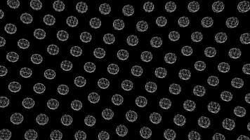 abstrakt Weiß Dreieck Formen auf schwarz Hintergrund. Animation. rotierend dreidimensional transparent Dodekaeder. Hintergrund von rotierend Kreise von Dreiecke foto