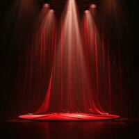 ai generiert ein leeren Bühne mit ein rot Vorhang und Scheinwerfer, traditionell foto