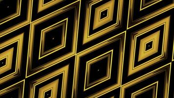 kaleidoskopisch Formen von golden Farbe. Bewegung. Rhombus bunt fraktal Muster auf ein schwarz Hintergrund. foto