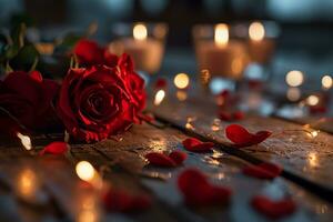 ai generiert Rose Blume Strauß auf abstrakt Hintergrund, glücklich Valentinstag Tag Konzept foto