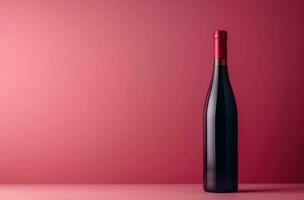 ai generiert Wein Flasche im das Hintergrund Über Rosa Hintergrund Rosa Hintergrund foto