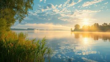 ai generiert schön Werbung Foto von Sommer- Morgen mit Kopieren Raum