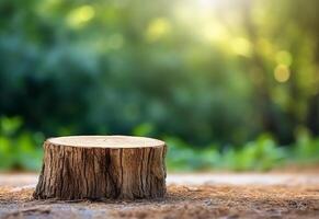 ai generiert leeren Baum Kofferraum zum Produkt Anzeige Montagen foto