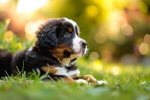 ai generiert Berner Berg süß Hund, Hündchen Tag foto