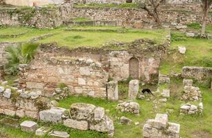 das uralt Bibliothek von Pantainos gelegen in der Nähe von das uralt Agora im Athen, Griechenland foto