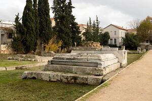 das uralt Friedhof und archäologisch Seite? ˅ von Kerameikos im Athen, Griechenland foto