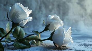 ai generiert 3d Blume Knospen ähnlich Weiß Rosen foto