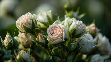ai generiert Blume Knospen ähnlich Weiß Rosen foto