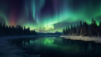 ai generiert Nord Beleuchtung Himmel Hintergrund foto