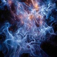 ai generiert das Universum ist gefüllt mit Blau Rauch foto