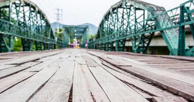 pai mae Hong Sohn Thailand Brücke hölzern im Amphoe pai Brücke Über das Fluss Wahrzeichen zum Touristen foto