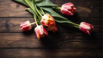 ai generiert Tulpe Blume auf Weiß Hintergrund, Gänseblümchen Blume Kopieren Raum foto