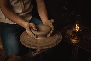 Keramik Werkstatt, Lehm Produkt, authentisch Atmosphäre, Hintergrund foto