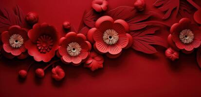 ai generiert Chinesisch Neu Jahr Hintergrund mit Blumen foto
