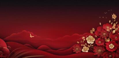ai generiert Chinesisch Neu Jahr Hintergrund mit Blumen foto