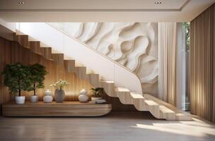 ai generiert Treppe im ein elegant Zuhause Treppe foto