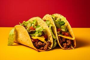 ai generiert traditionell Mexikaner Tacos mit Fleisch und Gemüse generativ ai foto