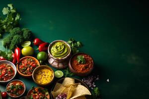 ai generiert Komplett Mexikaner Essen Komposition Kopieren Raum Konzept generativ ai foto