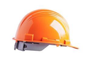 Orange Helm isoliert auf Weiß Hintergrund mit Ausschnitt Weg, schützen zu Sicherheit zum Ingenieur im Konstruktion Seite? ˅. foto