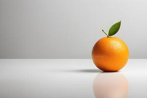 ai generiert Orange mit Grün Blätter isoliert auf Weiß Hintergrund durch ai generativ foto