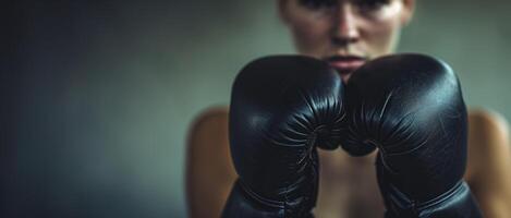 ai generiert generativ ai, Frau Ausbildung Boxen tragen Boxen Handschuhe, weiblich Boxer foto