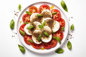ai generiert Caprese Salat mit Mozzarella und Andenhirse hoch Protein Salat foto