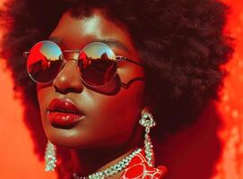 ai generiert das Beste Schatten zum ein afrikanisch Frau tragen afro Haar foto